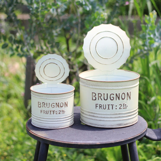 Vintage-Style Metal Tin Planter – Rustic Garden Charm