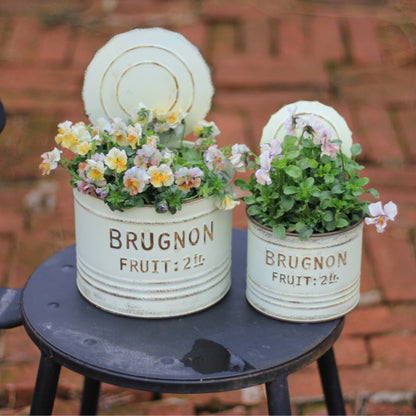 Vintage-Style Metal Tin Planter – Rustic Garden Charm