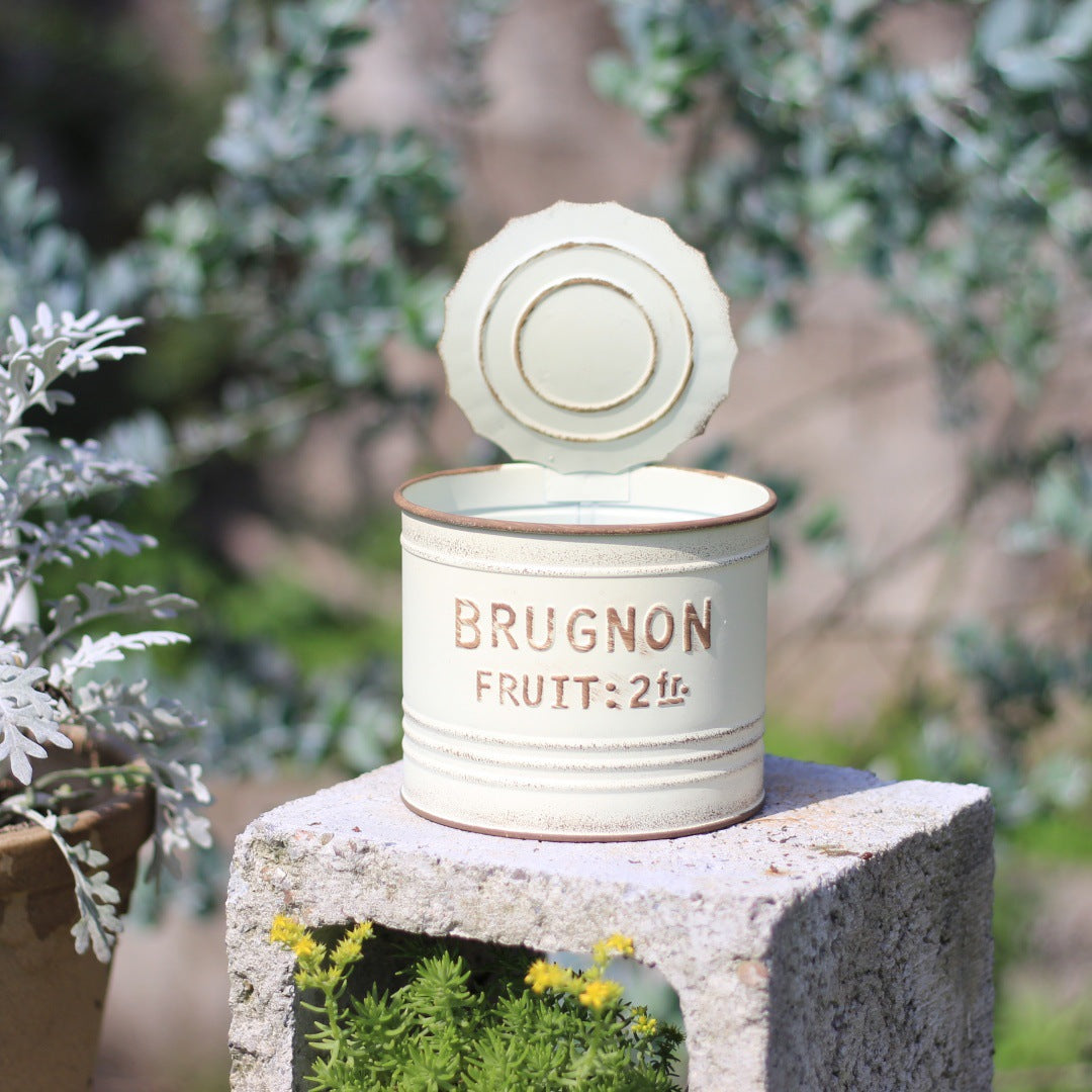 Vintage-Style Metal Tin Planter – Rustic Garden Charm